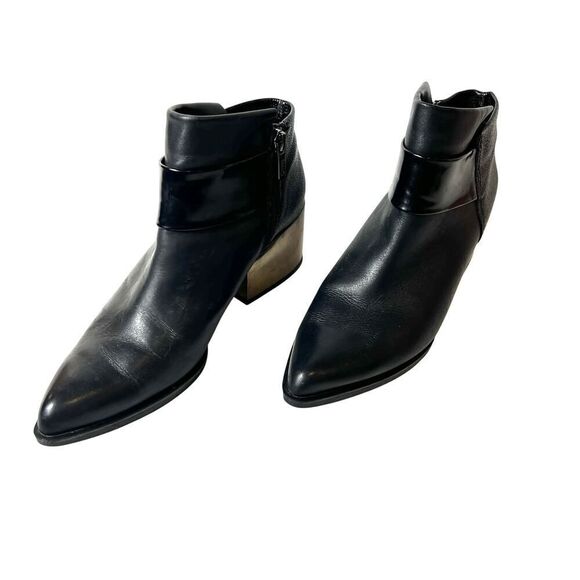 Sam Edelman Circus Womens 8 M Black Leather Comfort Casual Chunky Heel Zip Boots - Picture 3 of 11